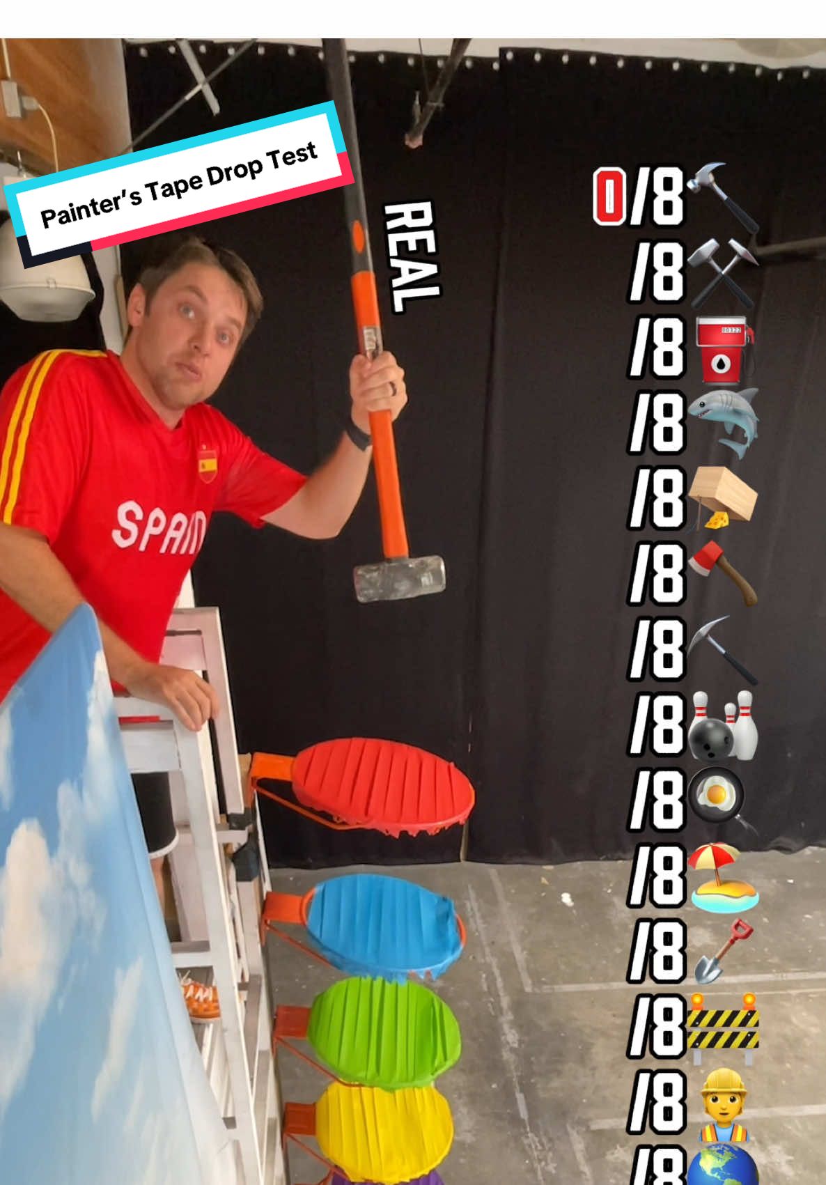 Replying to @ms.death010 We’re back with more items and more colorful painter’s tape! What should we drop or drop through next?! #layers #challenge #sports 