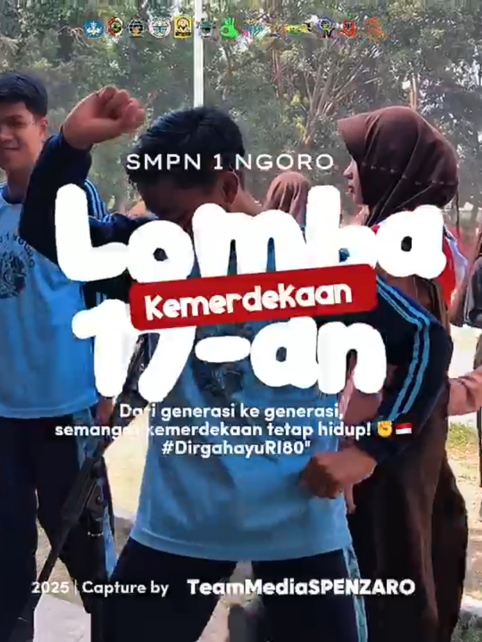SMPN 1 Ngoro merayakan HUT Kemerdekaan RI ke-80 dengan penuh semangat! Kami menggelar berbagai lomba tradisional seperti gobak sodor, balap egrang, dan balap bakiak. Mari kita kenang sejarah dan budaya bangsa sambil merayakan kemerdekaan dengan gembira!  #HUTRI80  #SMPN1Ngoro #LombaTradisional #KemerdekaanRI