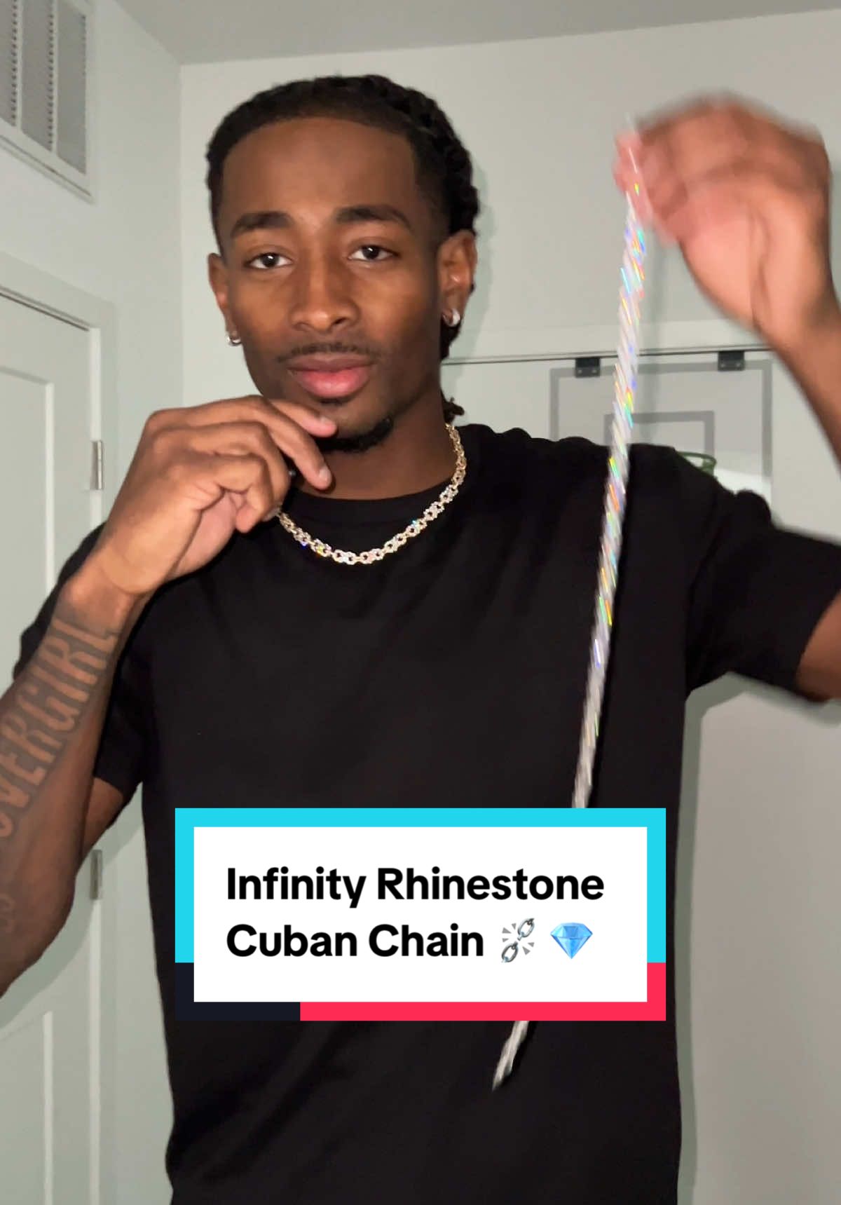 Infinity Rhinestone Cuban Chain is stylish and hitting different 💎 #infinity #cubanchain #rhinestones #jewelry #blingbling 