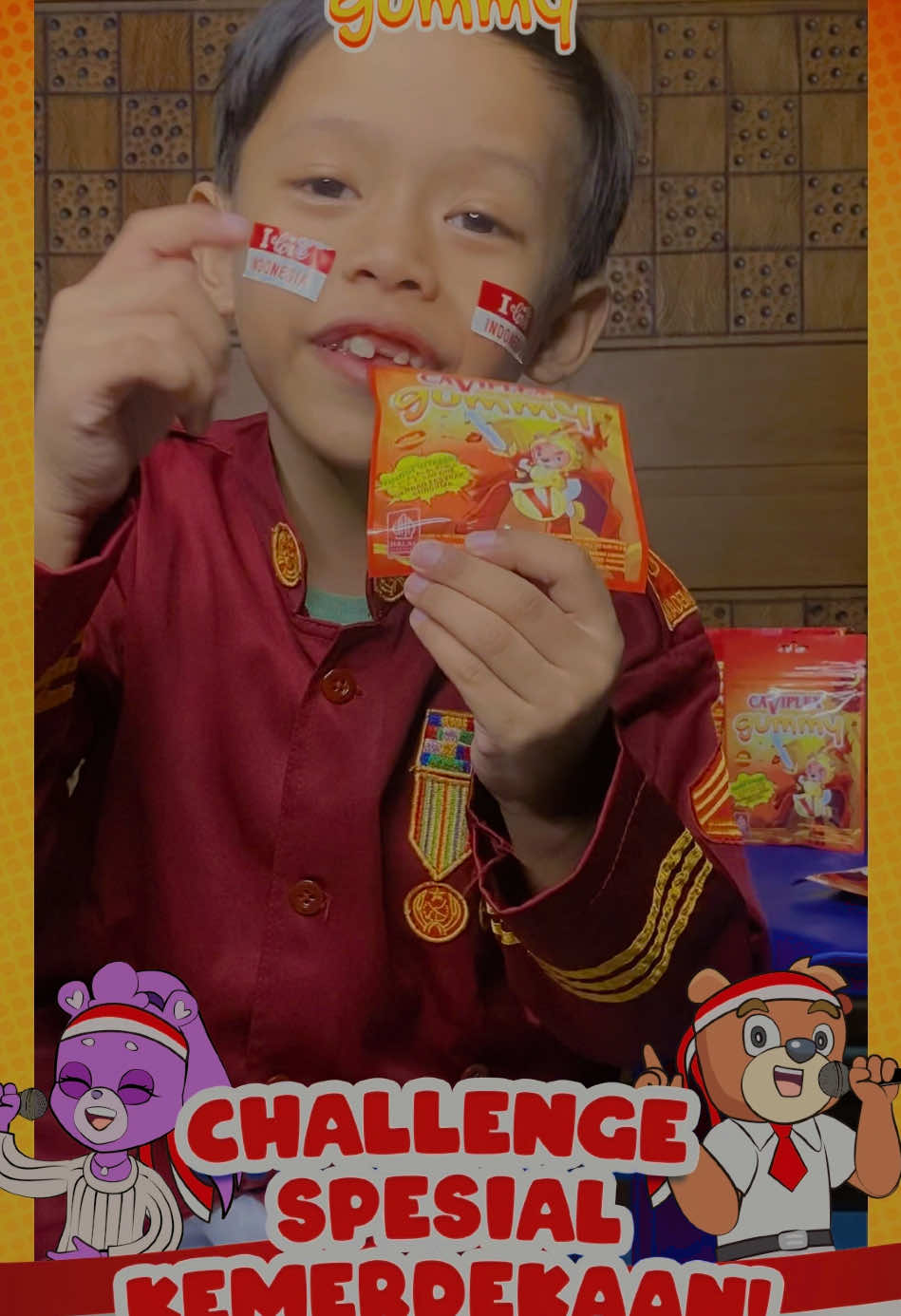 MERDEKA MERDEKA MERDEKA 🇮🇩🇮🇩 Rayakan kemerdekaan dengan semangat baru yang penuh keceriaan dan penuh kebanggaan  Untuk tetap sehat dan penuh semangat selalu sedia buat anak multivitamin @caviplexgummy dan ikuti keseruan challange untuk memeriahkan HUT RI KE 80 Yuk cobain serunya dan nikmat cavigummy  ceria berpetualang bersama cavi heroes! @Erela  #harimerdekacaviplexgummy #CeriaBerpetualangBersamaCaviHeros #CaviplexGummy #Erela