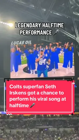 Colts superfan Seth Irskens got a chance to perform his viral song at halftime of the Colts preseason game 🔥🎤 (via X/kaylakuhlman29)