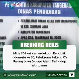 Miris, Dihari Kemerdekaan republik Indonesia ke 80 tahun, jurnalis pilar ke 4 demokrasi masih saja ada yang diduga alergi terhadap jurnalis, salah satunya pelaksana pekerjaan CV uwung jaya diduga alergi terhadap jurnalis. Proyek tersebut, di kerjakan oleh CV Ciliwung Jaya dengan anggaran Rp. 441.1500,00 dengan 60 kalender kerja bertempat di SDN Sindangsono kecamatan Sindangjaya Tangerang diduga mandor pekerja tersebut alergi terhadap wartawan. Pasalnya, pada saat investigasi ke lokasi proyek tersebut, ingin mengkonfirmasi pihak kepala pekerja berinisial WDO diduga menghindar, disinyalir seakan ada yang ditutupi. Salah satu pekerja CV Ciliwung Jaya mengatakan, ini proyek punya pak Hardi, ia tinggal nya di depan kantor kecamatan mauk. kalau soal RAB mau pun lain nya,kami tidak ngerti pak karna kami hanya pekerja, cetusnya.