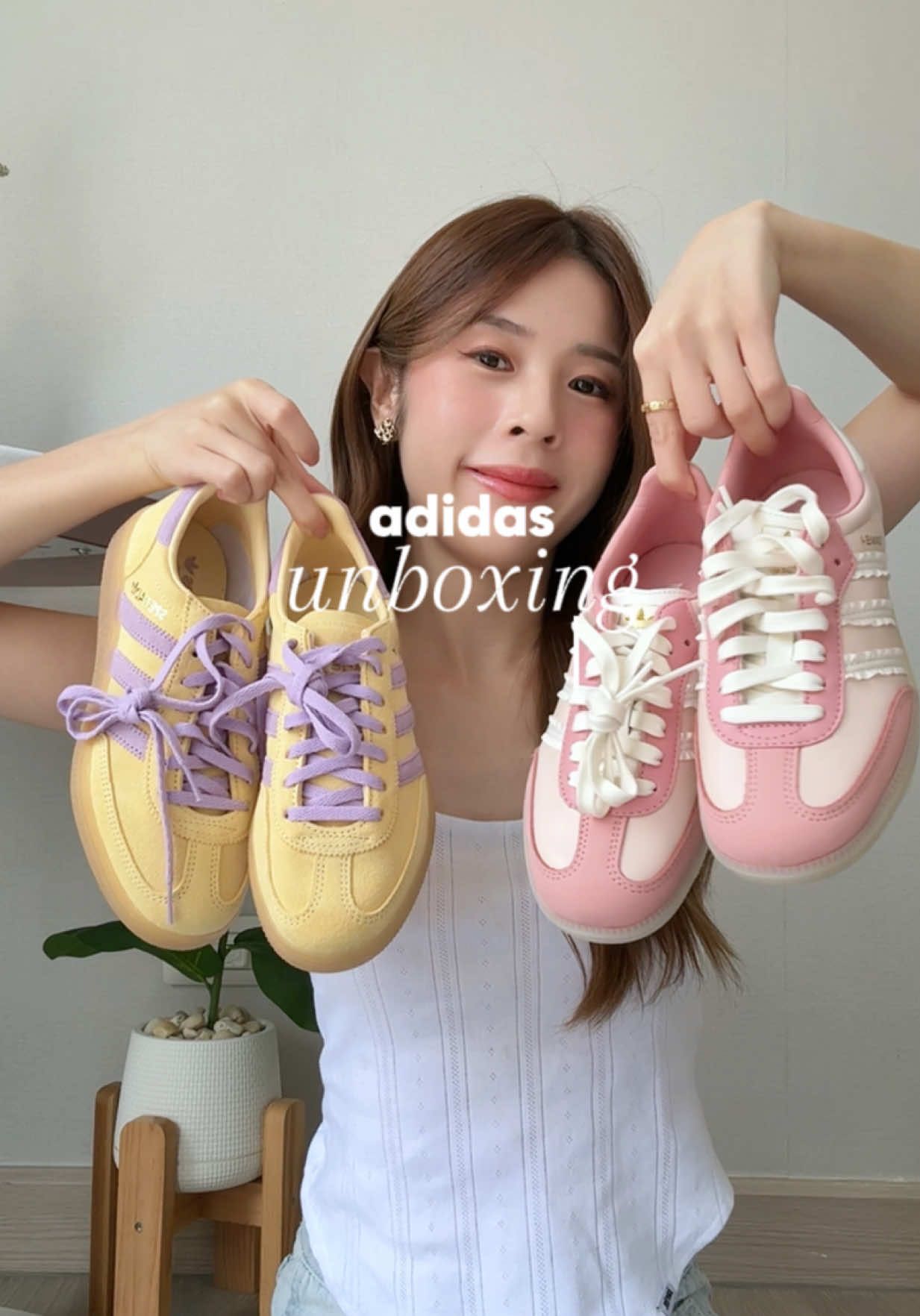 Unboxing New Adidas shoes cutie💛🩷 #adidas #adidassamba #unboxinghaul #รองเท้าผ้าใบ 
