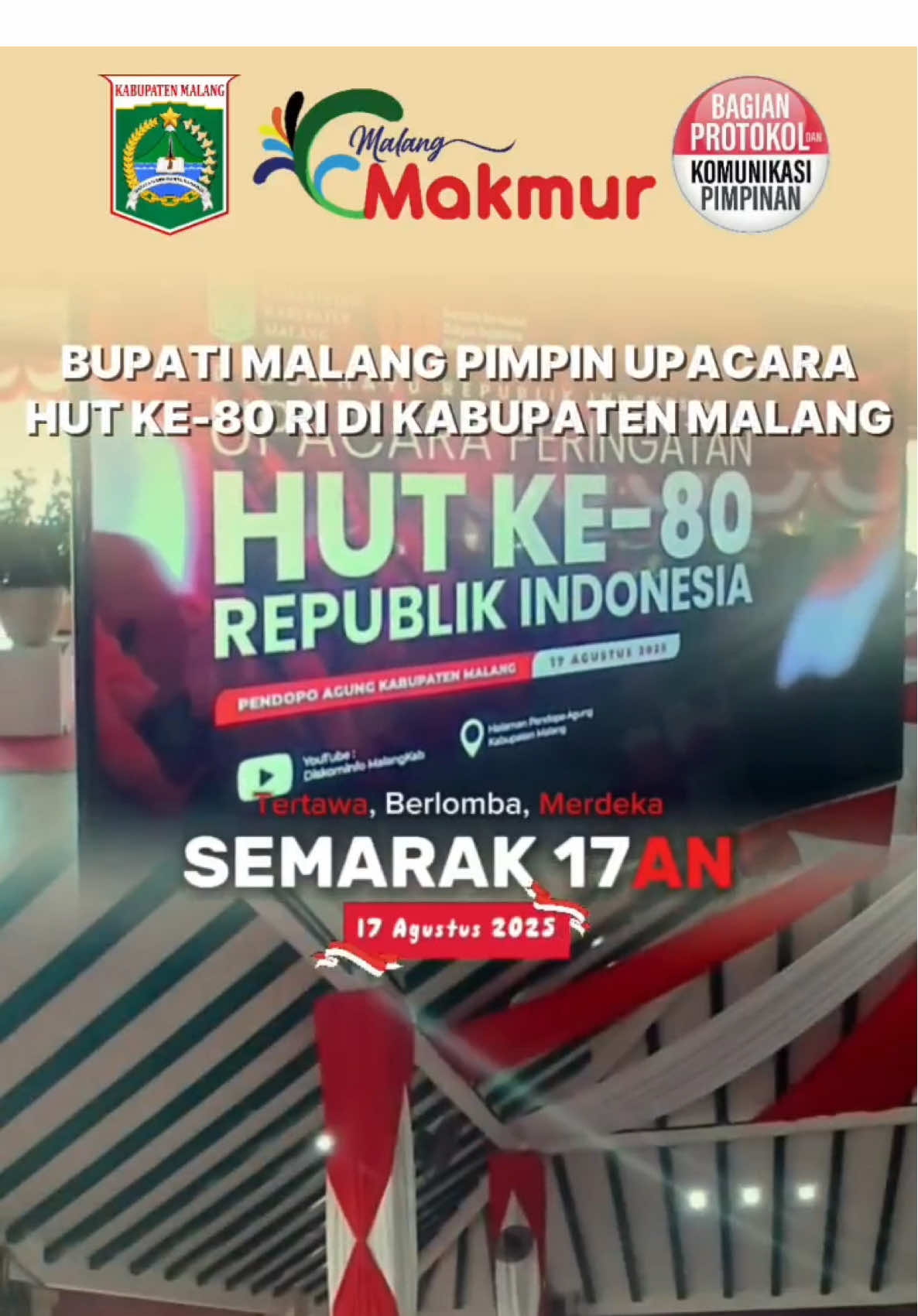 Menjadi Inspektur, Bupati Malang Pimpin Upacara Peringatan HUT RI ke-80 di Kabupaten Malang Berlangsung Khidmat #bupatimalang #wakilbupatimalang #malangmakmurberkelanjutan #prokopimsetdakabmalang #malangkabupaten 
