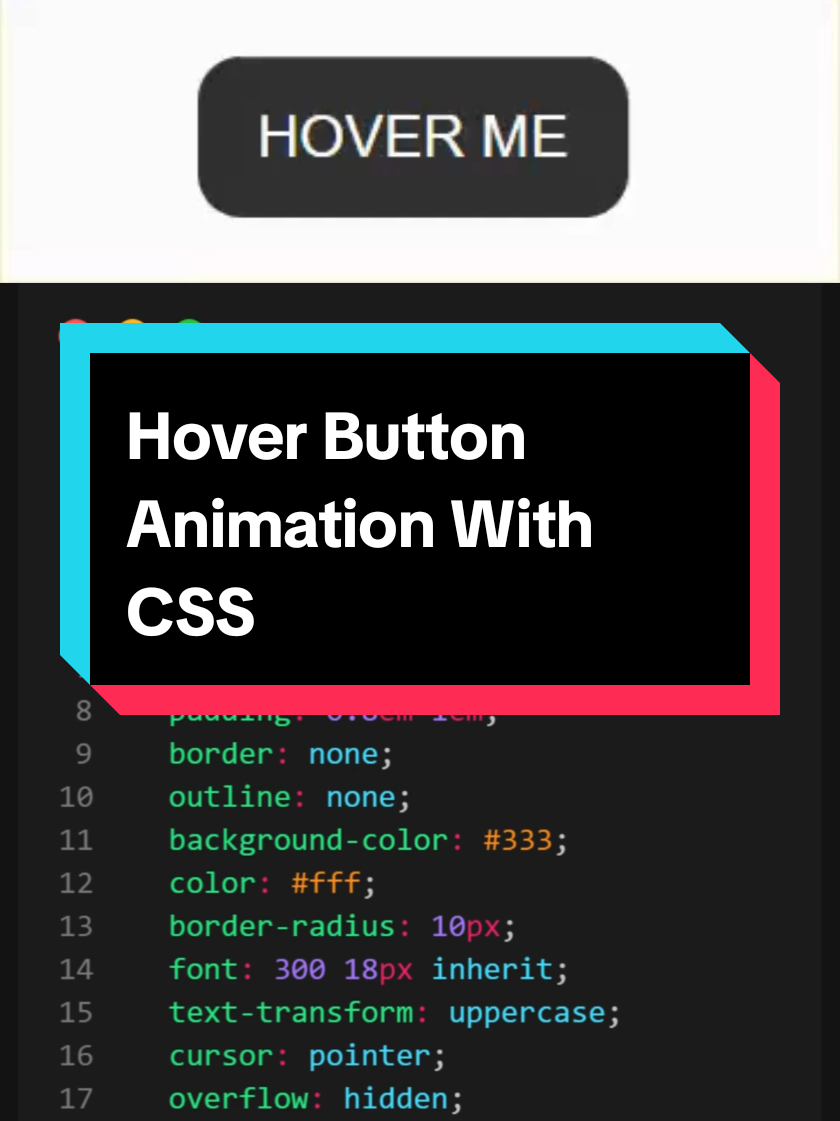 Hover Button Animation With CSS #htmltutorial #htmlcss #cssanimations #webdesign 
