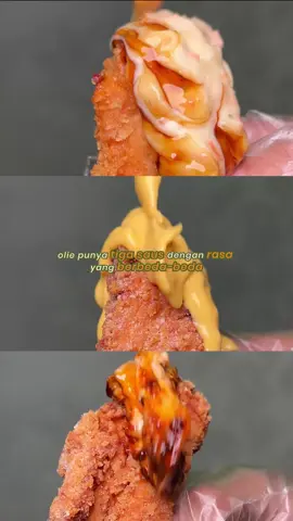 kalian udah cobain semua jenis saus Olie belum? yuk cobain🤤 #olie #littleolie #chicken #chickentenders #asmr #pov 