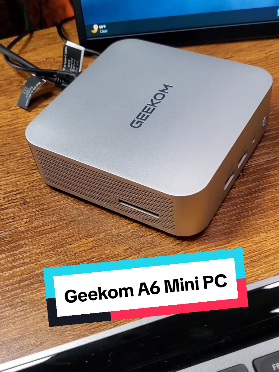 Geekom A6 Mini PC with a Ryzen 7 6800h CPU, AMD 680M integrated GPU, 16 or 32 GB of DDR5 RAM, 512GB or 1TB or storage, WiFi 6E and Bluetooth 5.2. RAM and storage are upgradeable and it even has an expansion m.2 slot! #geekom #minipc #budgetpc #geekoma6 #tiktokshopcreatorpicks 