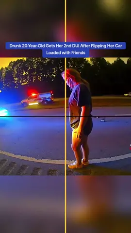 Drunk 20-Year-Old Gets Her 2nd DUI After Flipping Her Car Loaded with Friends #cops #copsoftiktok 