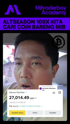 Membalas @fentab5 Oke, kita fokus ke altseason 100x ya 🚀 🔥 Apa Itu Altseason 100x? Altseason 100x adalah fase ketika sebagian altcoin & memecoin kecil bisa naik 50x – 100x dalam beberapa bulan karena: BTC & ETH sudah naik tinggi → kapital pindah ke altcoin. Euforia ritel masuk, FOMO sangat besar. Narasi baru (AI, DePIN, RWA, memecoin hype). BTC dominasi turun, kapitalisasi altcoin melonjak. 📊 Simulasi Modal $1000 di Altseason 100x Misalnya kamu taruh $1000 hanya di altcoin berisiko tinggi (bukan BTC/ETH). Kita bagi ke 10 coin microcap/memecoin, masing-masing $100: 6 coin → gagal, drop -90% → sisa $60 total 2 coin → sukses 10x → jadi $2000 1 coin → sukses 50x → jadi $5000 1 coin → jackpot 100x → jadi $10,000 💰 Total akhir = $17,000+ dari modal $1000 ⚠️ Risiko Mayoritas coin akan rugpull atau mati. Timing sangat penting (kalau telat masuk/keluar bisa nyangkut). Sulit ditebak coin mana yang 100x → perlu diversifikasi dan disiplin ambil profit. 🎯 Strategi untuk Mengejar 100x Diversifikasi tipis: jangan hanya 1–2 coin, sebar ke 10–15 project kecil. Ikuti narasi trend: AI, DePIN, RWA, memecoin. Ambil profit bertahap: jangan tunggu 100x baru jual. Gunakan modal kecil: karena sifatnya spekulasi tinggi. 👉 Jadi, altseason 100x mungkin terjadi di akhir 2025, tapi hanya pada sebagian kecil altcoin/memecoin. Dengan modal kecil bisa berubah jadi puluhan ribu $, tapi dengan risiko tinggi.