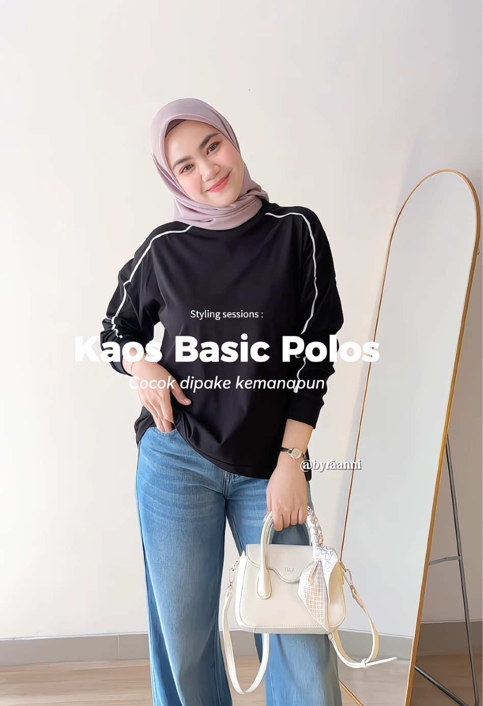 outfit simple pake kaos basic oversize dari @tuku_klambi 🤍✨ #kaosoversize #longsleeve #kaospolos #kaoslenganpanjang #kaoswanita 