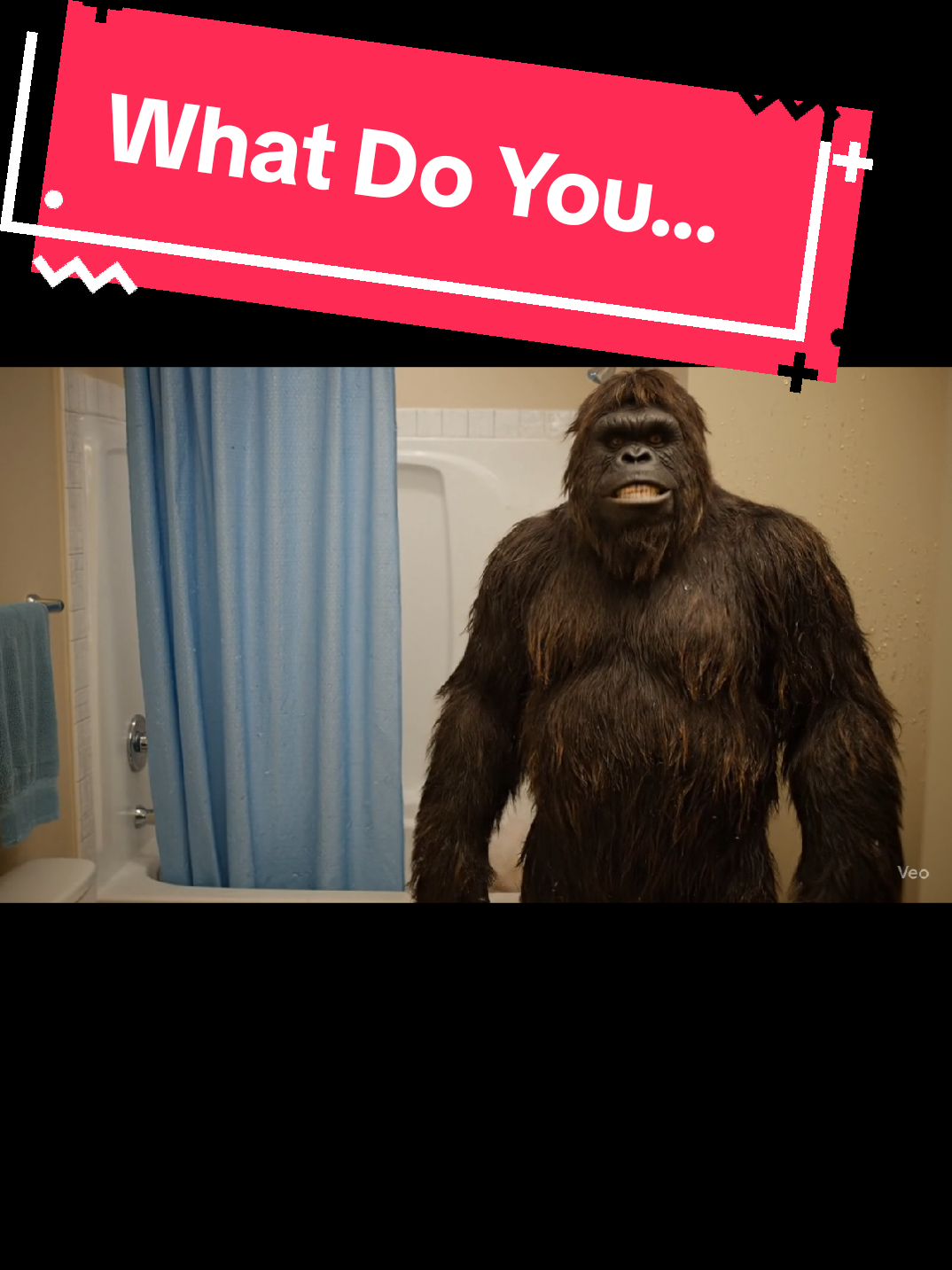 Bigfoot went into the bathroom when could hear all the splashing to see what was happening #bigfoot #seizures #washing #veo #ai 