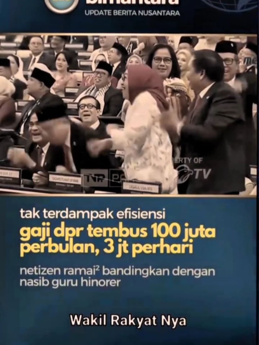 Gaji DPR sekarang bisa lebih dari Rp100 juta per bulan, setara Rp3 juta per hari. Sementara rakyatnya  #CapCut 
