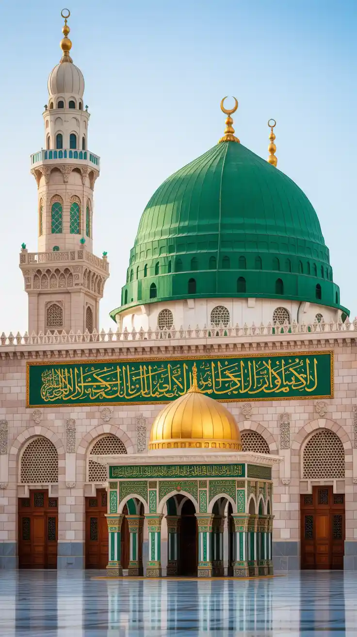 Madinah, the City of the Prophet, shines bright A beacon of faith, where Islam's history takes flight The Masjid an-Nabawi, a mosque of grandeur and might Where the Prophet Muhammad's tomb is a sacred sight The city's streets are lined with date palms, green and tall A tranquil oasis, where faith and peace enthrall Madinah's rich history and heritage are palpable and real A place where Muslims from all over the world come to feel The city's warm hospitality and welcoming smile Make it a place of pilgrimage, worth traveling a long while.