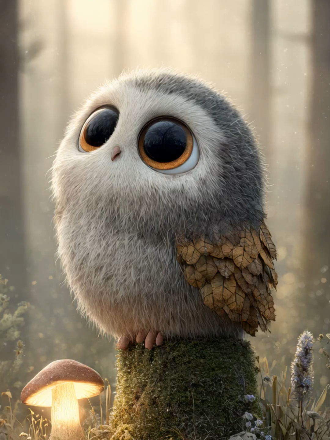 Upon the moss I softly stay While forest light begins to play A mushroom shines, its warmth I know It shares its heart in gentle glow #cutecritters #cuteowl #forestmagic #enchantedwoods #glowingmushroom #whimsicalanimals #loopanimation Sur la mousse tendre, je me repose La forêt s’ouvre, calme et grandiose Un champignon s’illumine soudain Et son éclat réchauffe le matin #créature #chouette #féerique #enboucle