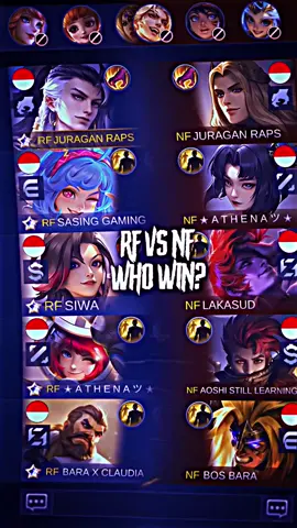 RF VS NF WHO WIN?  🌟 > @LAKASUDJOKI | JOKI FREE WDP #lakasudjoki #lakasud #mobilelegends_id #mobilelegends #ml 