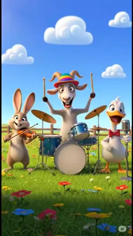 🎶 Funny Animal Band | Goat, Rabbit & Duck Concert 🐐🎻🦆 #kidsfun #3danimation #foryou #ai 