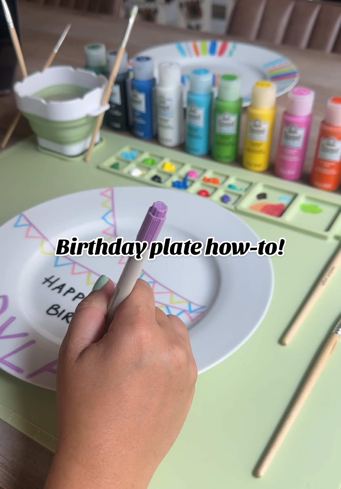 Tell me these aren’t SO cute! I’ll have everything you need in my storefront. After you paint your plates (with the right paint) put your plates in a cold oven then heat to 350 for 30 mins! Let them cool in the oven, too! #birthdayplate #birthdayideas #birthdaytradition #toddlerbirthday #birthdaygiftideas 
