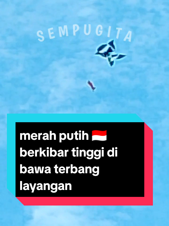 bendera merah putih 🇮🇩 berkibar tinggi dibawa terbang layang-layang 