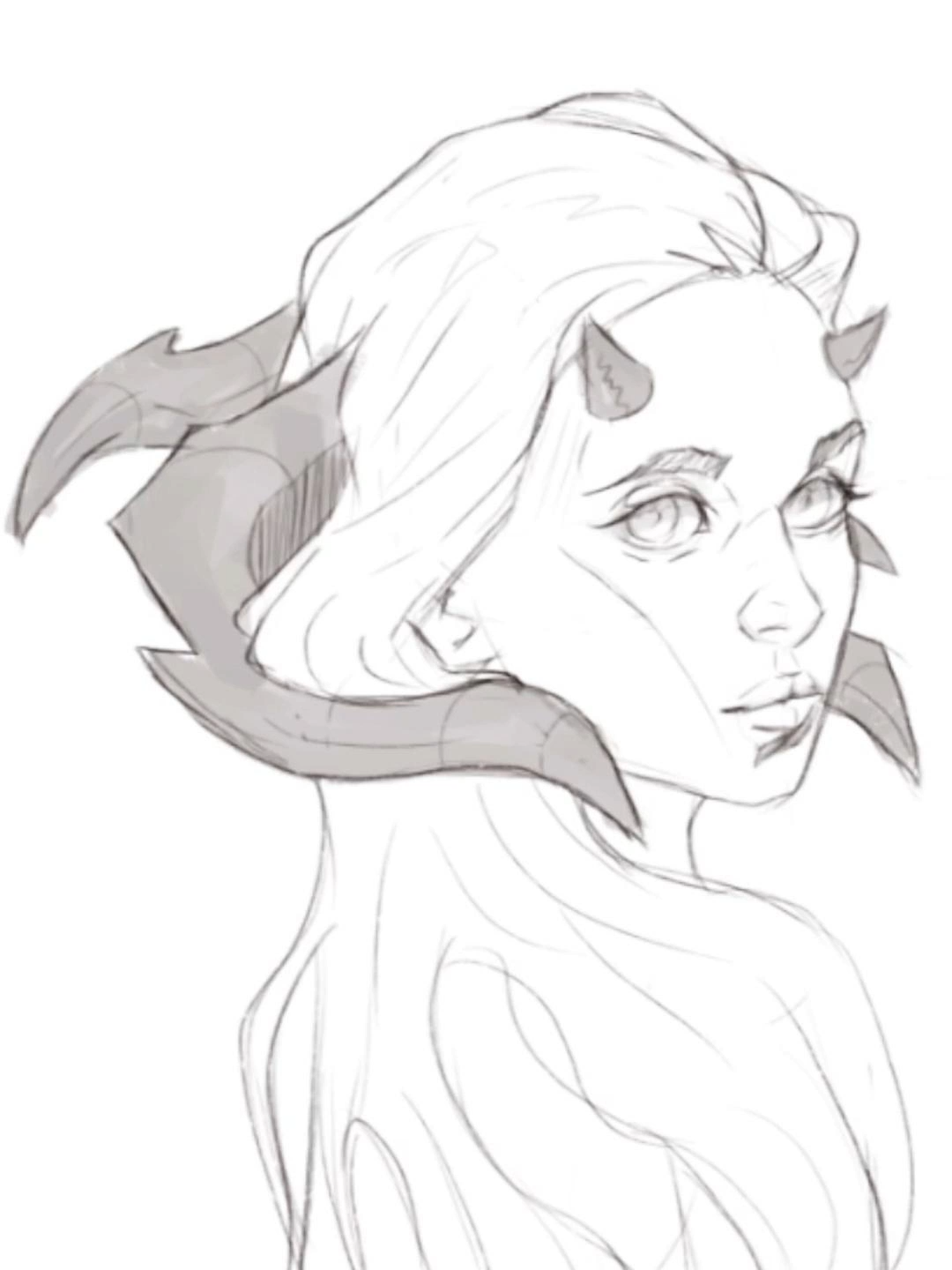 Ну как же без рожек то) Скетч #art #artist #digitalart #drawing #sketch #illustration #арт #художник #скетч #туториал #tutorial #horns #tiefling