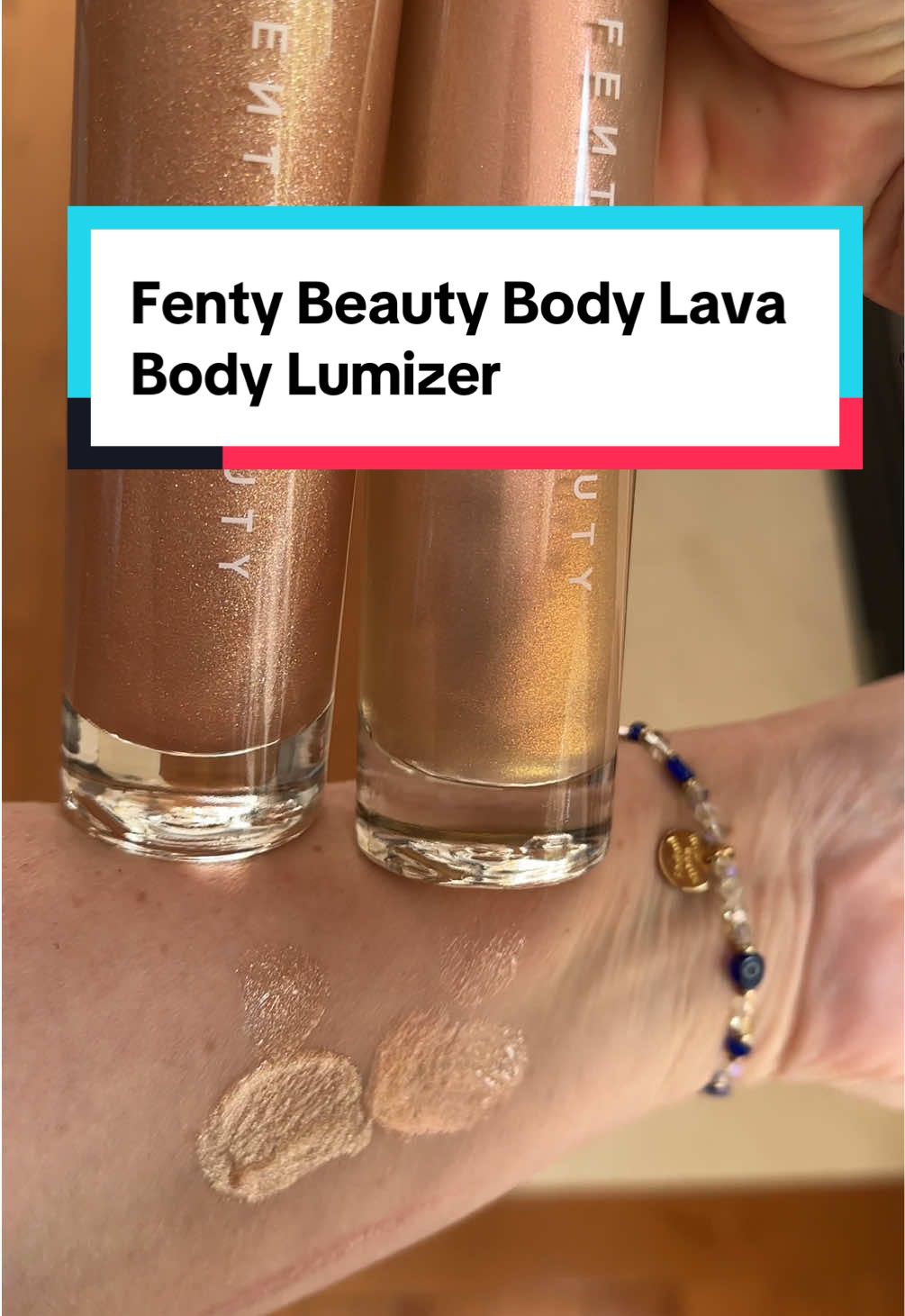 @Fenty Beauty Body Lava Body Luminizer is so beautiful @! They smell so good, kind of like vanilla, and they are so shimmery and illuminating, and make your body GLOW! #fenty #fentybeauty #bodylava #highlighter #glow 