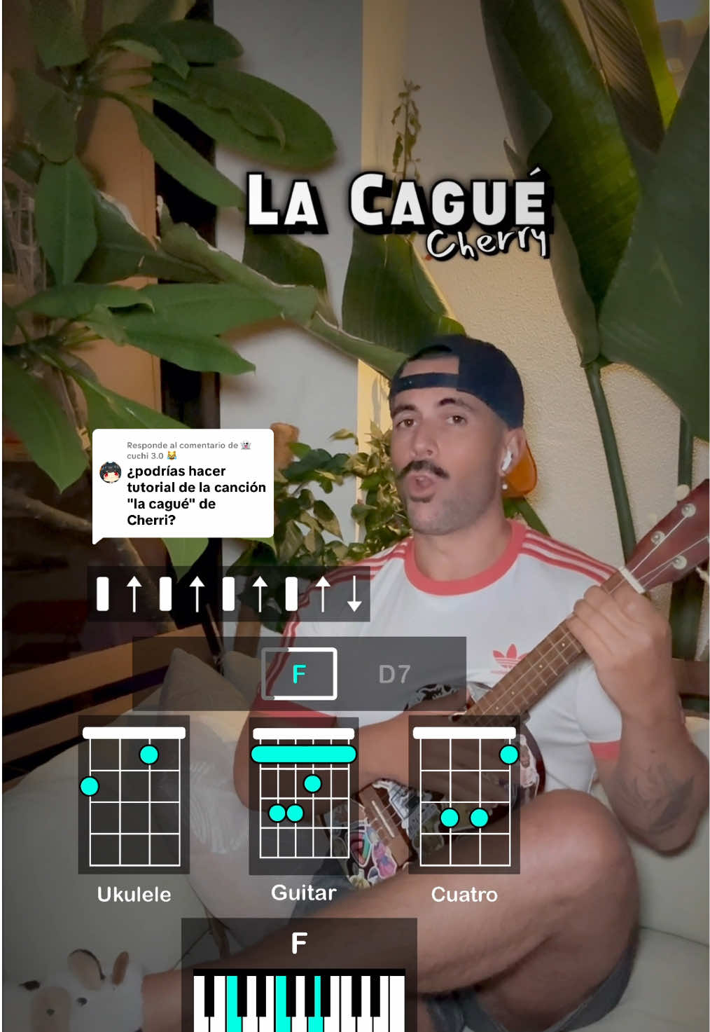 Respuesta a @👻cuchi 3.0 😹 La Cagué - cover ukulele, guitarra, cuatro y piano - tutorial con acordes, rasgueo - fácil, rápido y sencillo 🤗 #ukelele #ukulele #rasgueo #acordes la cague cherri cancion guitarra la cage cherry en ukulele la cage cherry la cage cherry tutorial