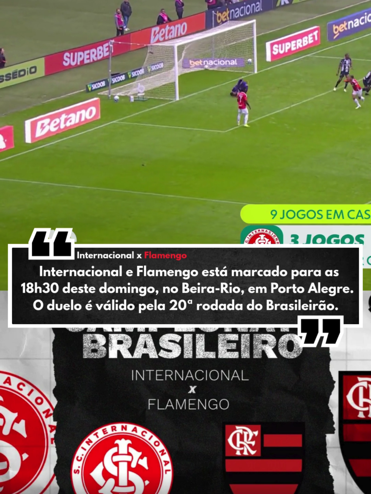 FLAMENGO E INTERNACIONAL SE ENFRENTAM HOJE, PELA 20ª RODADA DO BRASILEIRÃO. #flamengo #internacional #brasileirao #futebol
