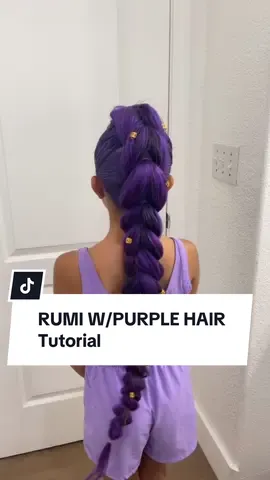 Here is the requested longer and more detailed tutorial of Rumi’s hair with purple color this time 😊💜 #rumi #rumihuntrix #huntrix #kpop #kpopdemonhunters #rumihair #rumihairstyle #hair #hairtutorial #sajaboys #dragonbraid #fyp #foryoupage #momlife #momhacks 