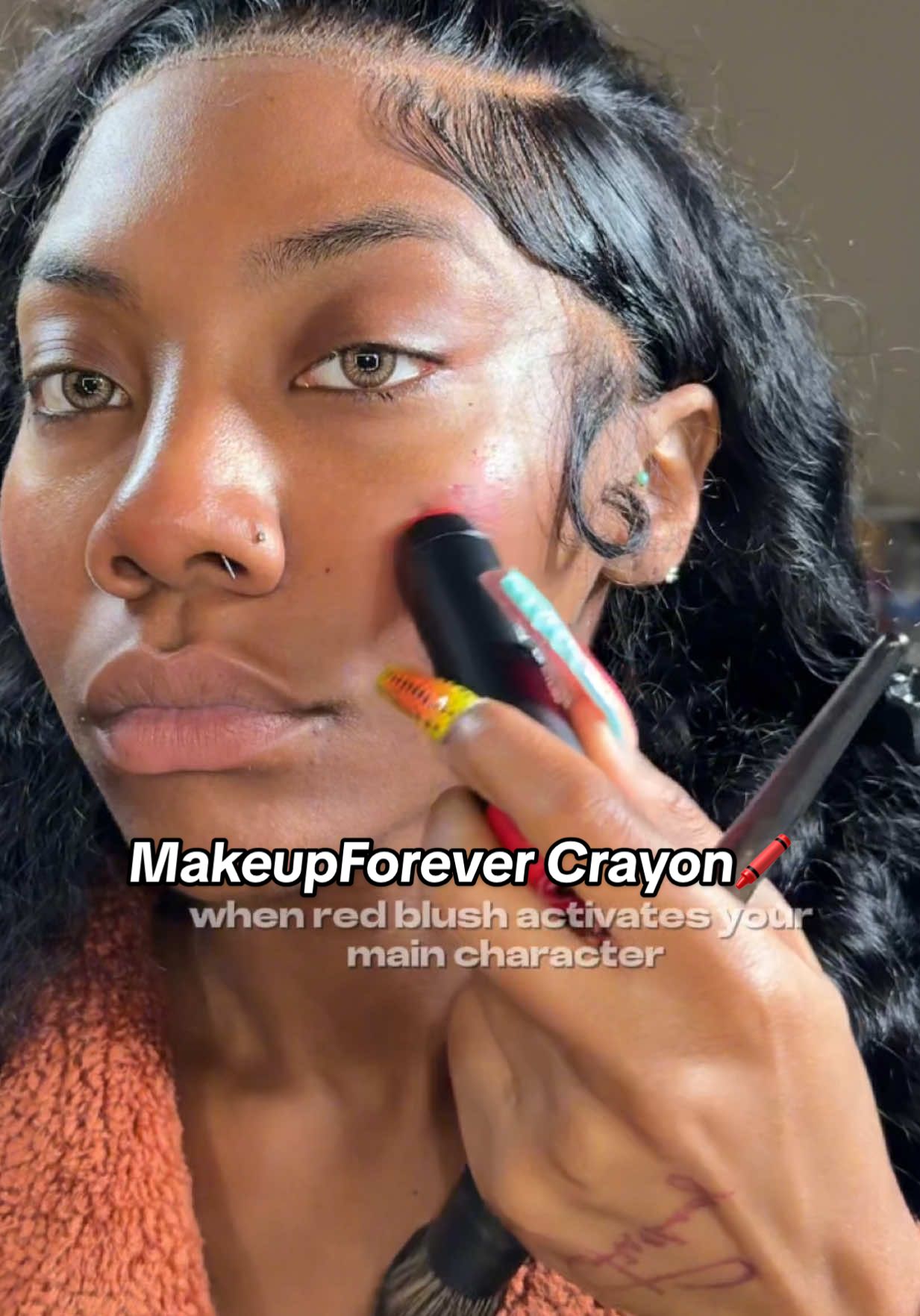 red blush unlocks the blushing bad b🎀 in me😍 @makeupforever @MakeUpForEverUSA  #redblush #blushstick #makeupforever #blushcombo #blackgirlmakeup 