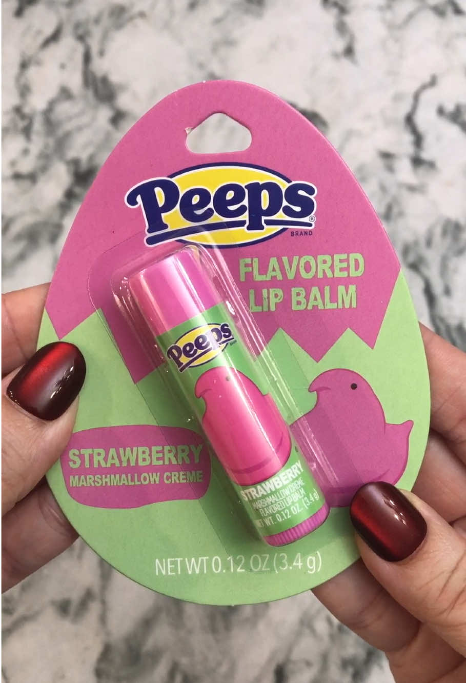 PEEPS Strawberry Marshmallow Crème Flavored Lip Balm! 🍓💋 #peeps #lipbalm #asmr #satisfying #beauty @peepsbrand @Tastebeautynyc 