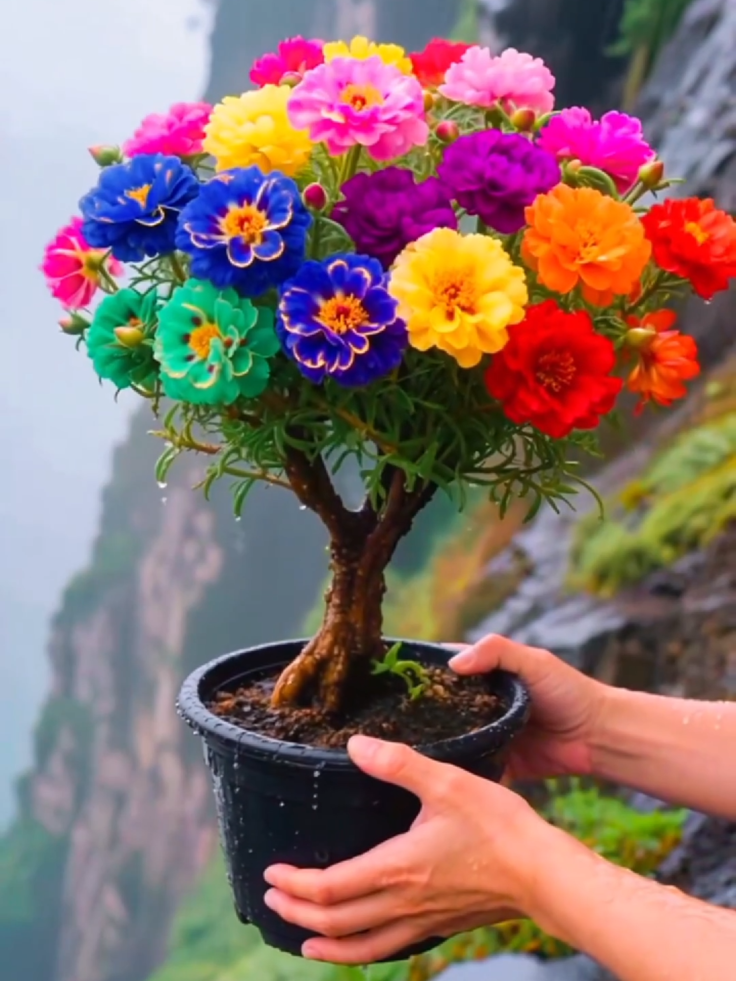 Hoa 10 Giờ Bonsai Thái Kép. 1 Gốc Nở Nhiều Màu #hoamuoigiobonsai #thichtrongcay #hoadep