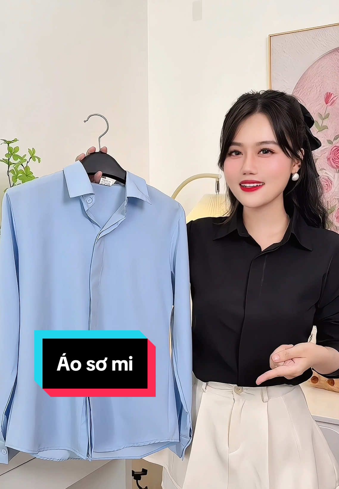 Áo sơ mi lụa nẹp cúc tinh tế cho chị em #aosomi #aosominu #viral #trending #hienhoidieu 