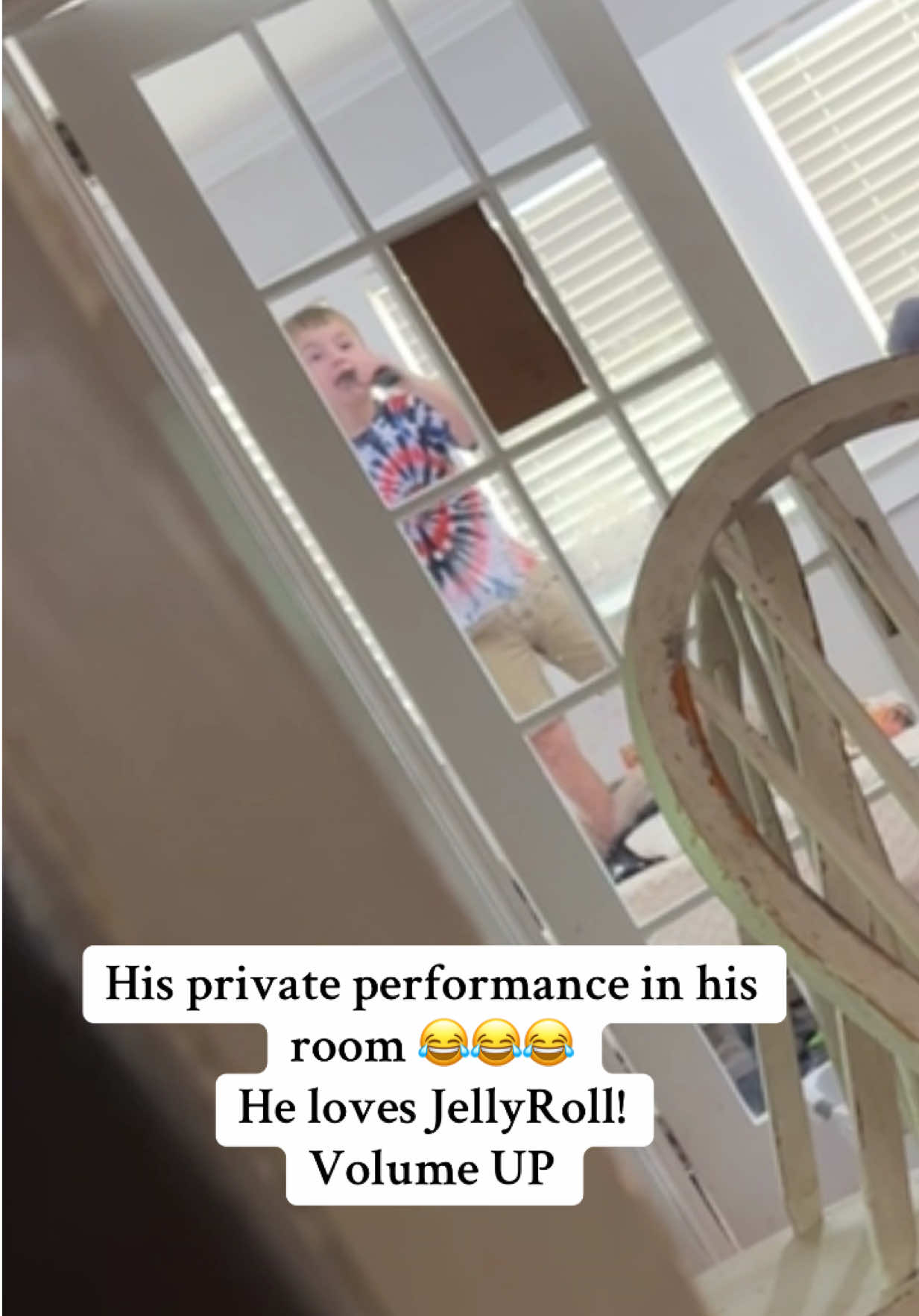 Excuse my heavy breathing and I do need to refurbish my dining room chairs 😂 but this kid loves him some JellyRoll! #jellyroll @Jelly Roll @Bunnie Xo 🪄 