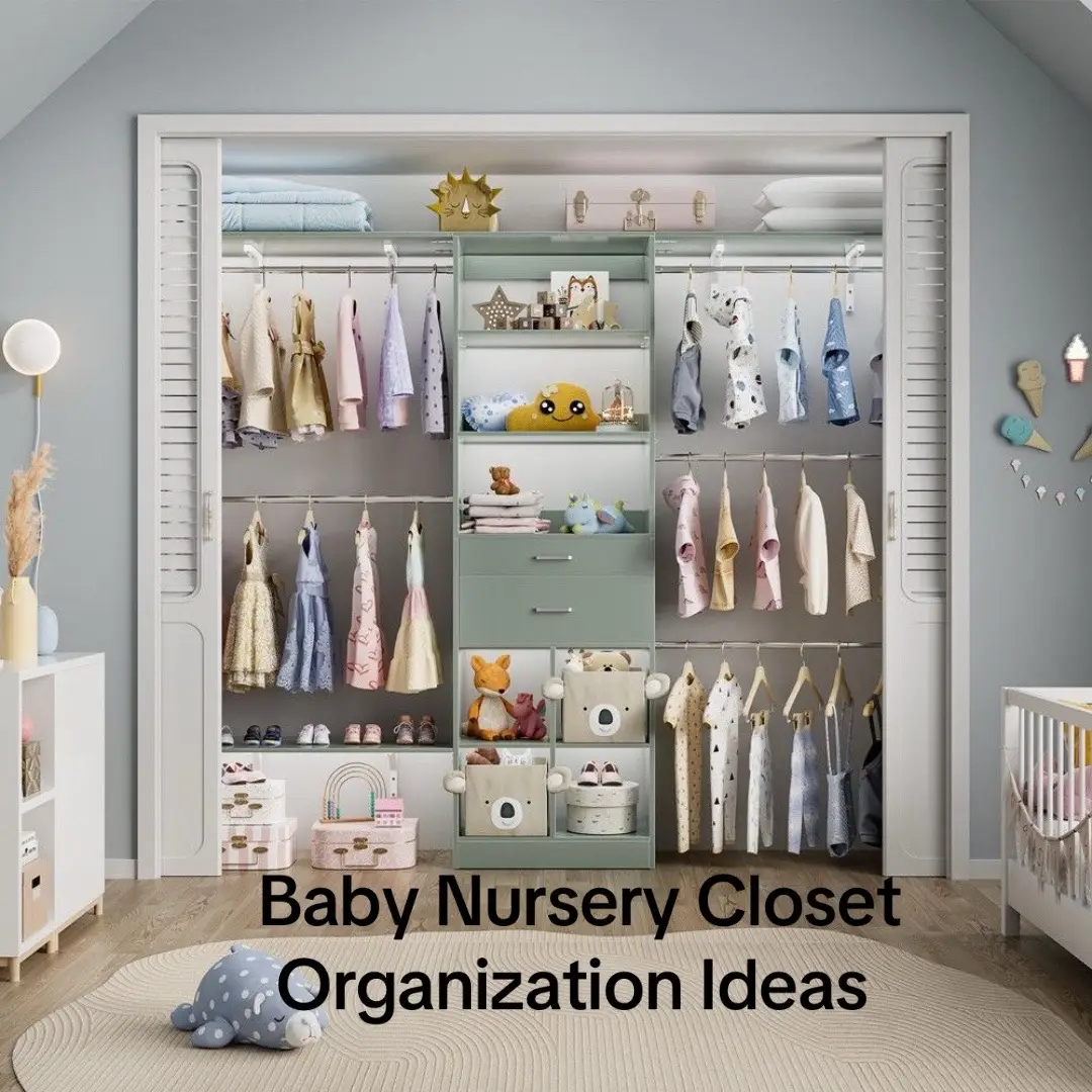 Baby nursery closet organization and storage ideas for the closet.#baby #nursery #organization #pregnant #RoomTour 
