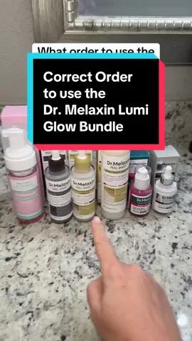 Dr. Melaxin Lumi Glow Triple Care Set Bundle instructions. The correct order to use the Dr. Melaxin bundle. #drmelaxin #drmelaxinpeelshot #skincaretiktok #fyp #algorithm 