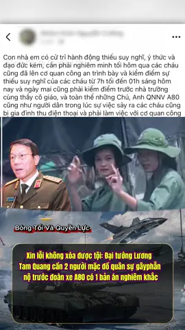 Xin lỗi không xóa được tội: Đại tướng Lương Tam Quang cần 2 người mặc đồ quân sự gây phẫn nộ trước đoàn xe A80 có 1 bản án nghiêm khắc #luongtamquang #a80 #viral #xuhuong #fyp 