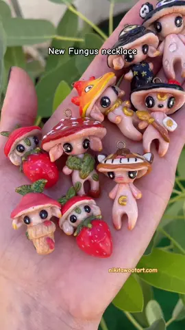 NEW Fungus Necklace #mushroom #SmallBusiness #polymerclay #resinart #studioghibli 