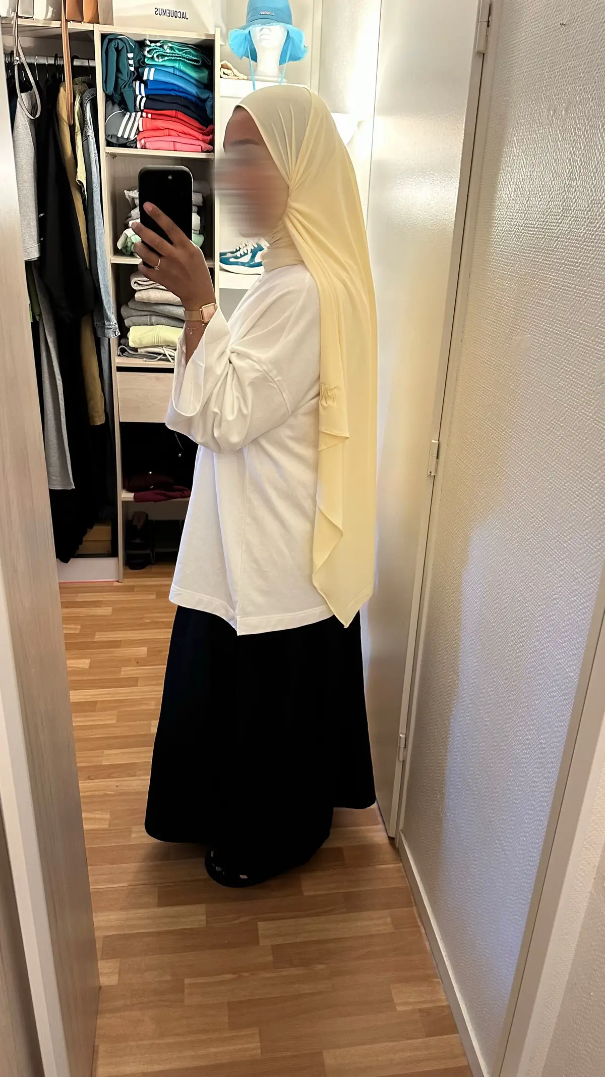🧸💛 Hijab: @BYMERY 🫶🏽 T-shirt : @Classy Mastour Paris  Jupe : @ZARA  #OOTD #fyp #hijabi #outfit #outfitideas 