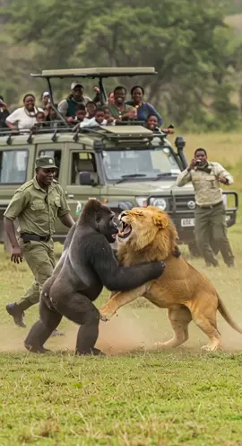 What Happens When a Ranger Steps Into a Lion-Gorilla Fight… -- -- -- #gorillavslion #safarigonewrong #rangeraccident #dangeroussafariencounter #epicwildlifescene