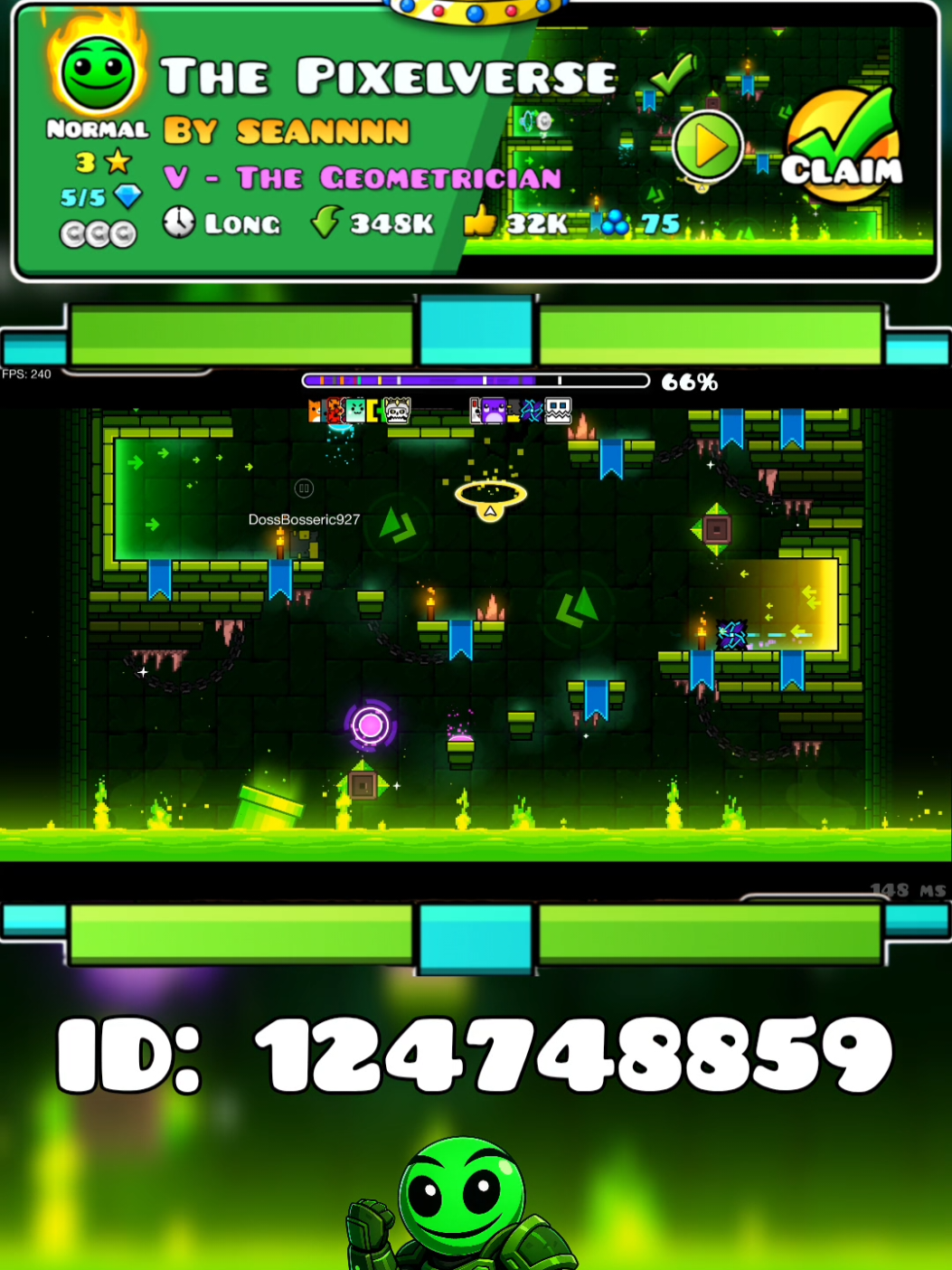 Daily Level 16-08-2025 The Pixelverse By: Seannnn Normal 3★ 3 Coins  #dailylevelgeometrydash #tiktokgaming #geometrydash #gdcommunity 