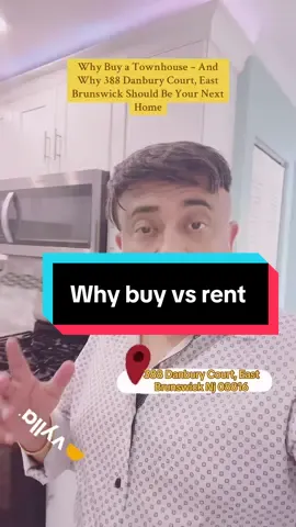 #creatorsearchinsights Why Buy a Townhouse – And Why 388 Danbury Court, East Brunswick Should Be Your Next Home When it comes to choosing between renting and buying, many families wonder if owning a townhouse is worth it. The truth is, buying a townhouse offers the comfort and space of a single-family home with less maintenance and more financial benefits. Why Choose a Townhouse? 	•	Townhouses provide more living space compared to condos or apartments. 	•	You enjoy private bedrooms, multiple bathrooms, and family-friendly layouts. 	•	Maintenance is easier, often supported by a homeowners association. 	•	Most importantly, every monthly payment builds equity in your own property, not in your landlord’s. Why Buy 388 Danbury Court in East Brunswick? This property is a 3-bedroom, 3-bath townhouse located in one of New Jersey’s most desirable school districts. Families move to East Brunswick for its top-rated schools, safe neighborhoods, and convenient location. With close access to the NJ Turnpike, Route 18, and express buses to New York City, commuting is straightforward. Unlike smaller condos, this townhouse offers a real home feel with plenty of room for family living, entertaining, or even a home office setup. Renting vs. Owning – The 15-Year Comparison Let’s look at the numbers. 	•	If you rented a similar home in East Brunswick for the past 15 years at an average of $2,500 per month, you would have spent more than $450,000 in rent, with nothing to show for it. 	•	If you had purchased a townhouse like this 15 years ago for around $300,000, today it would be worth more than $530,000. That’s over $230,000 in appreciation alone. Add in the principal you would have paid down on your mortgage, and your equity today could be more than $300,000. That is the difference between renting and owning. Renting pays your landlord. Owning builds your future. Buying Today and Looking Ahead 15 Years If you purchase 388 Danbury Court today, the next 15 years can create even greater financial security. With steady appreciation in East Brunswick real estate, this home could be worth $750,000 or more in the future. That means hundreds of thousands of dollars in equity while your family enjoys one of the best school systems in New Jersey. The Bottom Line If you are renting and want to provide your family with a beautiful home, great schools, and long-term financial stability, 388 Danbury Court is an opportunity you should not miss. For a private showing or to discuss how to get pre-approved, contact Anil Aggarwal at 732-877-8585.