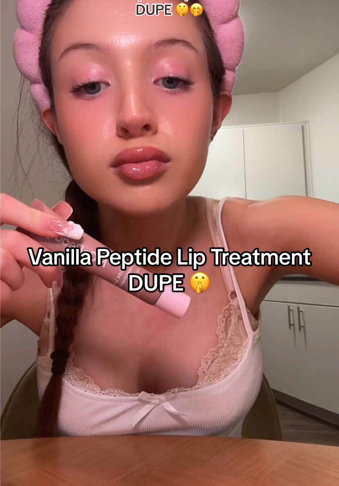 perfect dupe for only $9 is so gooood 😍 #peptideliptreatment #dupe #vanillabrulee #lipgloss #tiktokshop 