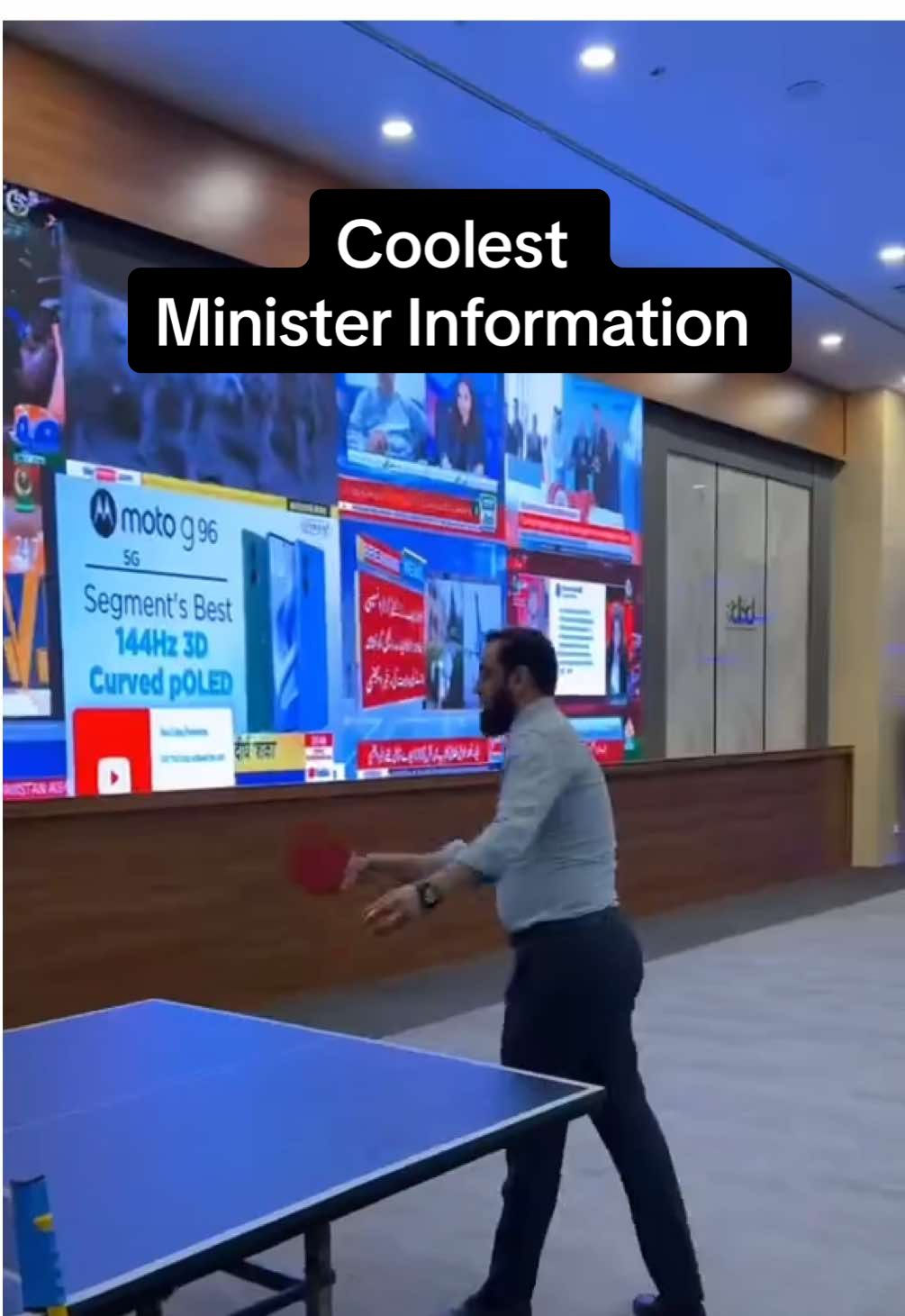 Table Tennis with the coolest Minister Informtion ever ! @Attaullah Tarar 🫡 #minister #information #pakistan #foryou #fyp #foryoupage #tiktokviral #viralvideo #trending 
