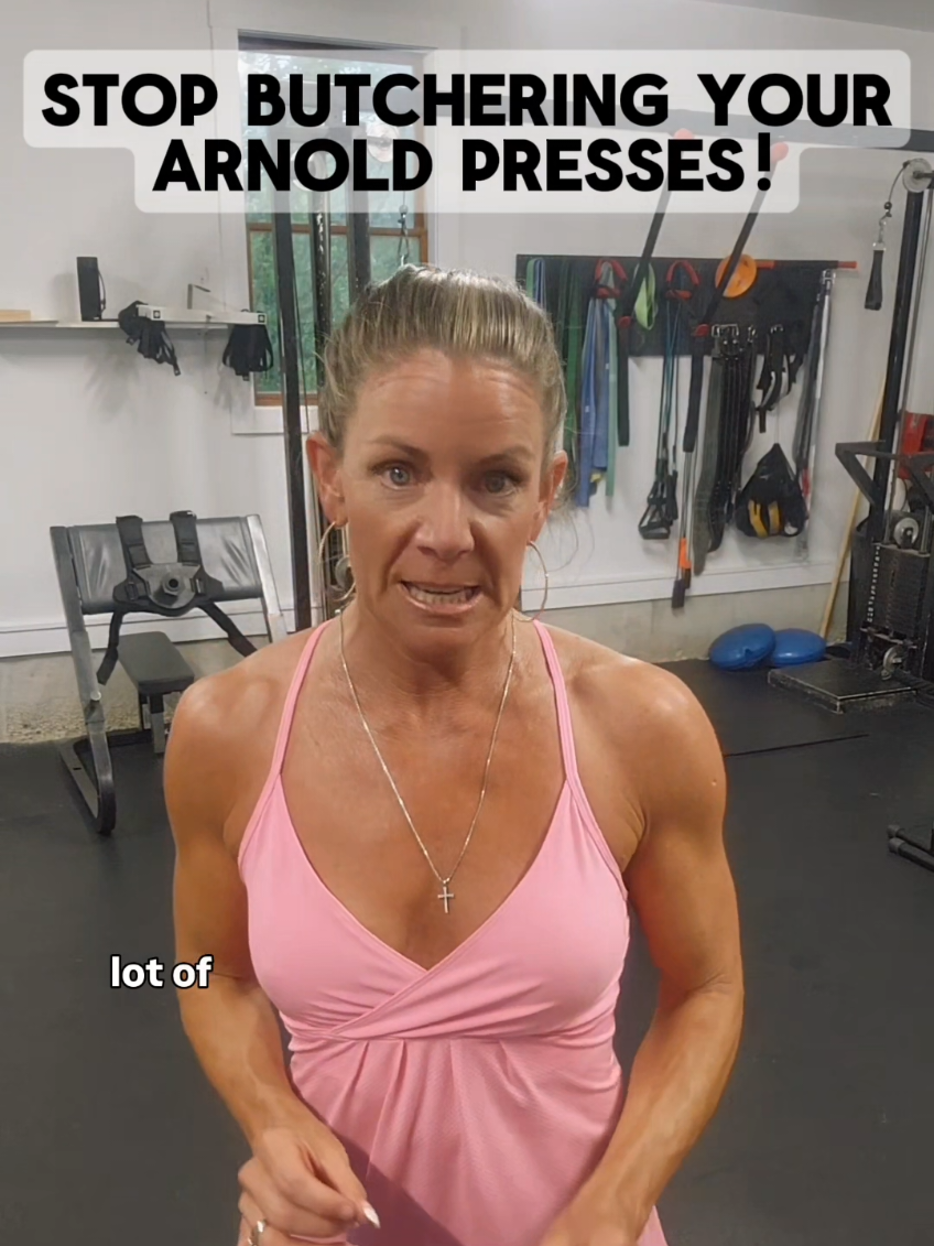 🚨 Are You Wasting Your Arnold Press? Arnold presses are one of the best shoulder builders if you’re doing them correctly. But most people? Turning it into a shoulder injury machine. Here’s what’s going wrong 👇🏼 ❌ Mistake #1 : Only your hands come forward, but your elbows stay wide. This kills the rotation benefit, limits front delt engagement, and creates unnecessary wrist strain. ❌ Mistake #2 : Low elbows pressing forward instead of stacking over your shoulders. You lose tension on the delts and shift load into the traps, increasing neck tension and reducing shoulder growth. ✅ Proper Form: ✅ Start with palms facing you, elbows in front at 90°. ✅ As you press up, rotate palms away while keeping elbows under wrists. ✅ Finish with arms fully extended and stacked above the shoulder joint, biceps near your ears, core tight, and no excessive lower back arch. ✅ Control the eccentric, rotating back down with elbows leading, not hands. 💡 Why This Matters: • Keeps your shoulders safe while building capped, strong delts. • Maximizes front and medial delt engagement for rounder shoulders. • Reduces trap takeover so your shoulders actually grow. • Supports pressing strength for other lifts. 📝 Coach’s Note: If you want sexy, strong shoulders that look great in tanks, stop swinging weights with sloppy form. Arnold presses done right will light up your delts and stabilize your pressing strength without wrecking your shoulders. 🔖 Save this for your next shoulder day. 💥 Send this to a friend who needs to fix their form. 🗣️ Comment “FORM” if you want more breakdowns like this on Muscle Mondays. Best Strategy For Women Over 40 For Fat Loss.  How To Get Toned And Stay There For Life.  Control Your Outcome With The Most Time Efficient And Most Effective Fat Loss & Fitness