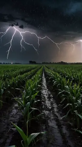 Heavy rain, whispering through the cornfield under a stormy night sky lightning illuminates the silence, inviting you to drift into calm. 🌧️⚡ #RelaxingSounds  #RainyNight  #DeepSleep  #CalmingVibes  #NatureAmbience 