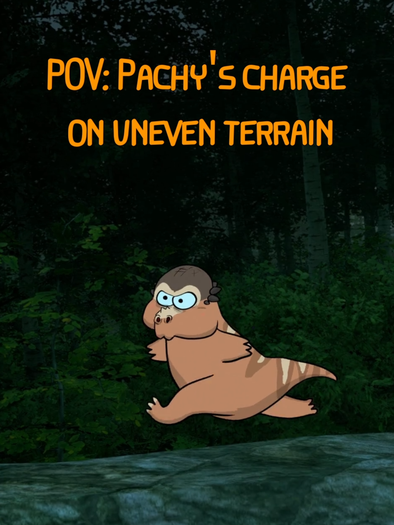 POV Pachy's charge on uneven terrain #pathoftitans #dinosaur #dino #animation #2danimation #grana #funnyanimation #pot #pachy