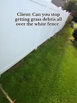 Client asked that I stop getting grass debris all over the white fence. Which direction should I weedeat? Going forward or backwards when using a string trimmer. #sixtenlandscaper #grass #lawn #lawntok 