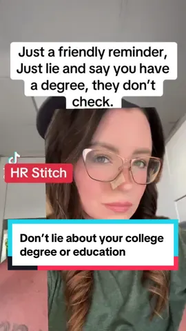 Applicants, not only can this disqualify you from a job, have a job offer pulled, or be caught when you’re up for a promotion, it can get you on a “do not hire” list for a company if they do those. While “no rehire” lists (blacklist is a term I don’t use) aren’t typically used very often, this is a reason that can land you on one of the company has one and it will typically be permanent. There are other things candidates can often get away with lying about or embellishing. But not things like education, job history, certifications, criminal history and even credit, unfortunately. Even a genuine typo on your job history can cause you to lose an offer. HR is typically who pulls background checks. Sometimes managers or other company personnel do. If you’re wanting jobs that often require degrees or certifications, consider getting them online. An online bachelors or masters degree is often more accessible than going in person. #hrtiktok #humanresources #greenscreenvideo #humanresources #careeradvice 