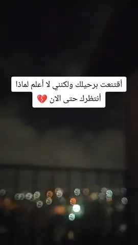 أقتنعت برحيلك ولكنني لا أعلم لماذا أنتظرك حتى الان 💔