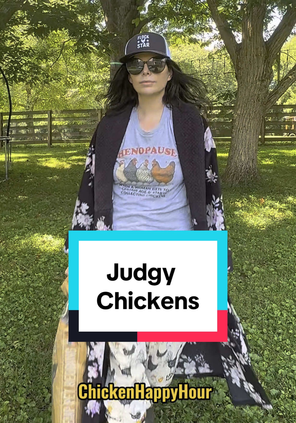 Yes, your chickens are definitely judging you 🙃 #chickens #crazychickenlady #funny #backyardchickens #chickenhappyhour Tshirt & hat: Henopause™️ & Flock Star available in my store (link in bio) Boots: @HISEA OUTDOOR 💛 Bedding: @Eaton Pet & Pasture 💚  