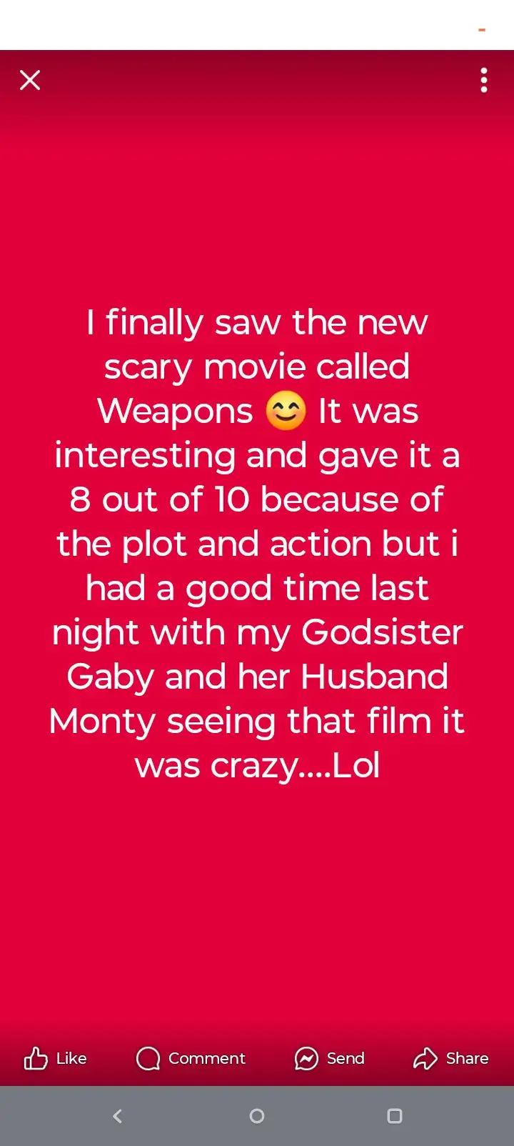 my Movie review for the new Film in theaters called Weapons 😲 and glory to God #weaponsmovie #viral #fyp #moviereview #firsttime 